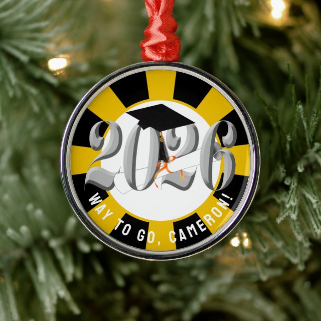 Adorno Metálico Clase Silver de graduación 2026 (Árbol)