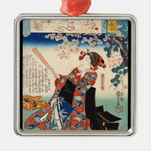 Adorno Metálico Clásica ukiyo-e vintage antiguo pergamino geisha U