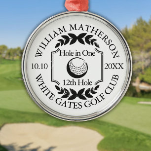 Adorno Metálico Clásico de Hoyo en Uno Personalizado de Golf