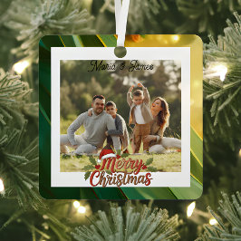 Adorno Metálico Clásico Marco de Navidad Verde y Dorado Foto