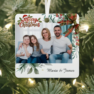 Adorno Metálico Clásico Marco Floral de Navidad Foto