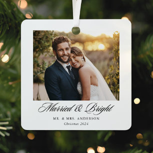 Adorno Metálico Clásico Moderno Foto de Boda Casados y Brillantes