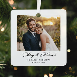 Adorno Metálico Clásico Moderno Foto de Boda Feliz y Casados