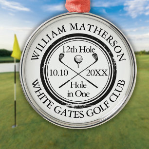 Adorno Metálico Clásico Personalizado de Golf Hole in One