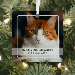 Adorno Metálico Clásico Tributo de Foto de Gato Memorial Simple
