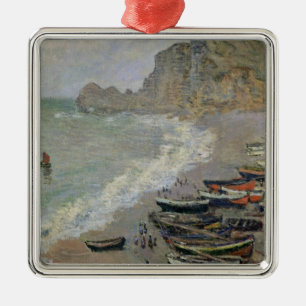 Adorno Metálico Claude Monet el   Etretat, playa y d'Amont de