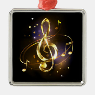 Adorno Metálico Clef Musical de Triple en Oro