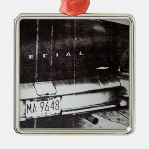 Adorno Metálico Coche blanco y negro