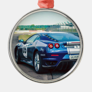 Adorno Metálico Coche de carreras azul