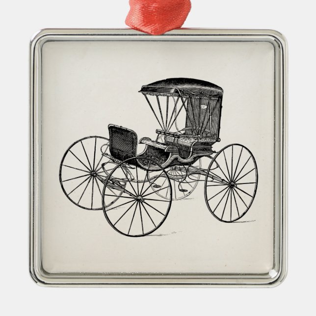 Adorno Metálico Cochecillo antiguo traído por caballo del carro de (Frente)