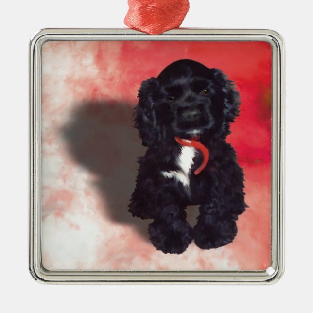 Adorno Metálico Cocker negro español pipa - Abby (Frente)