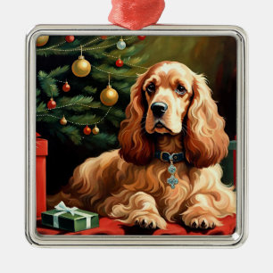 Adorno Metálico Cocker Spaniel Navidad