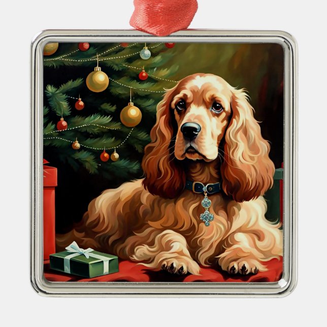 Adorno Metálico Cocker Spaniel Navidad (Frente)
