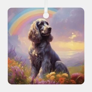 Adorno Metálico Cocker Spaniel Personalizado Perro Nombre Arcoiris