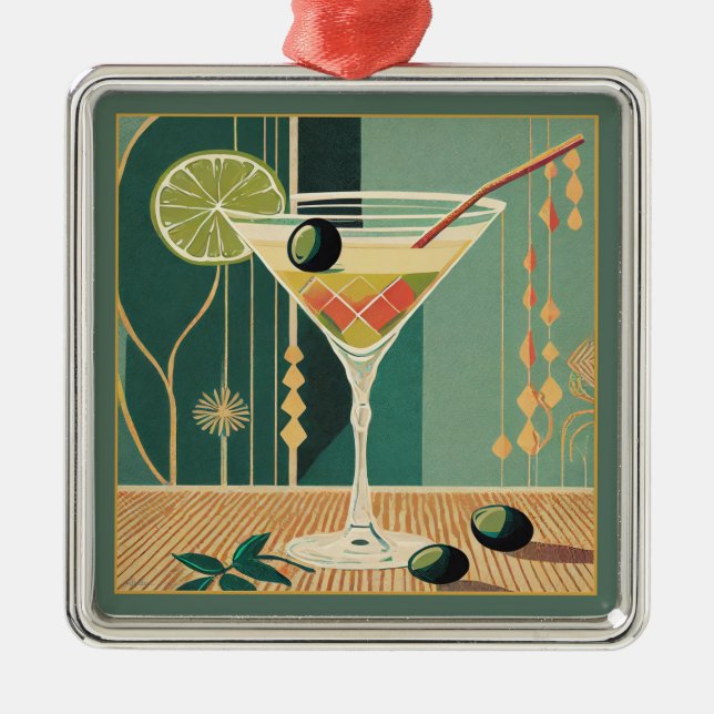 Adorno Metálico Cocktail Hour Martini Mid Century Design (Frente)