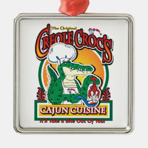 Adorno Metálico Cocodrilo Mardi Gras Cajun
