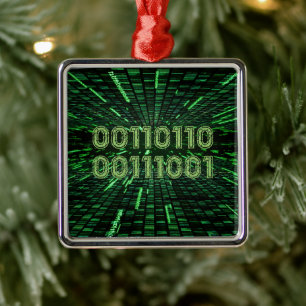Adorno Metálico Código binario 69 de SlipperyJoe vibrante verde co