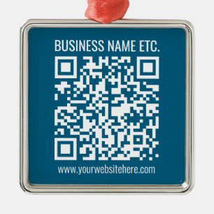 Adorno Metálico Código QR azul océano editable