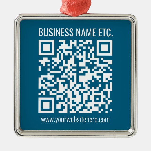 Adorno Metálico Código QR editable Ocean Blue (Frente)