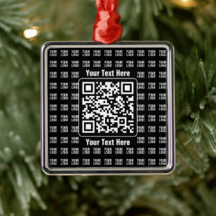Adorno Metálico Código QR promocional (editable) más patrón de log