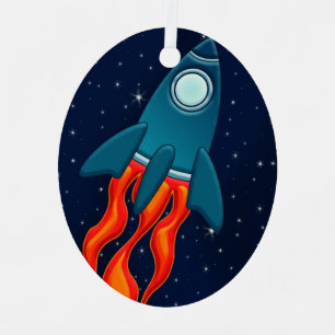 Adorno Metálico Cohete Espacial Lindo y Diseño de Espacio Exterior