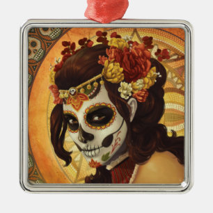 Adorno Metálico Cojín decorativo Dia De Los Muertos