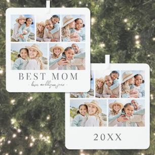 Adorno Metálico Colage de Fotos de Mamá Navidad