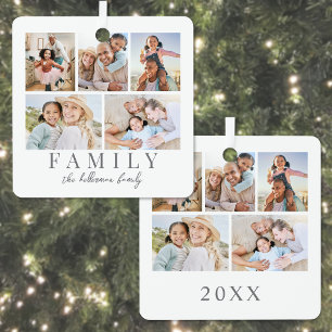 Adorno Metálico Colage de Fotos Familiares Navidad