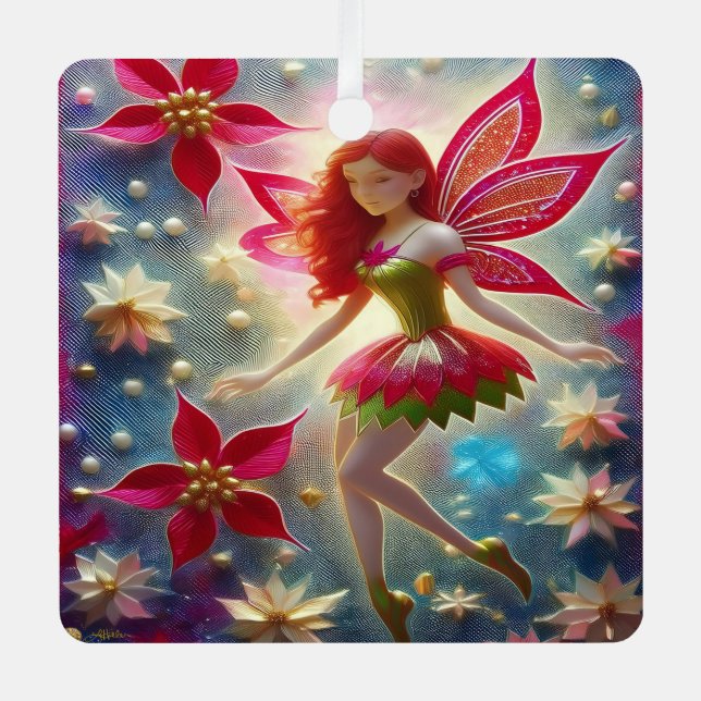 Adorno Metálico Colección de Hadas de Navidad - Cabello Rojo (Anverso)