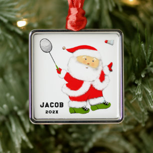 Adorno Metálico Coleccionable de Navidad de Bádminton