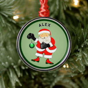 Adorno Metálico Coleccionable de Navidad de Boxeo Boxeador