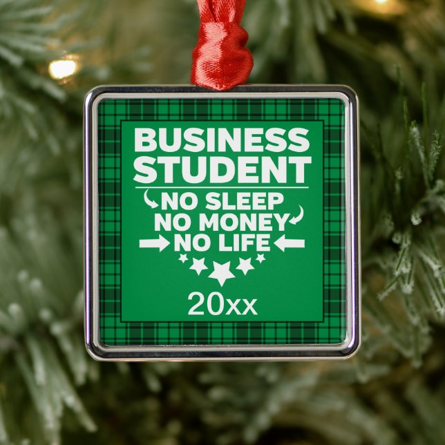Adorno Metálico Colegio de Negocios Xmas de Green Plaid (Árbol)