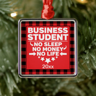 Adorno Metálico Colegio de Negocios Xmas Red Plaid