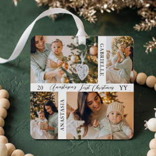 Adorno Metálico Colgante de Foto Colage Personalizado de Navidad p