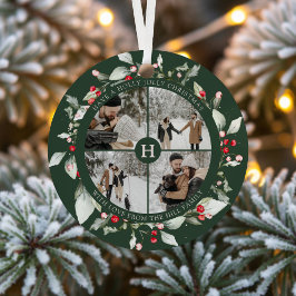 Adorno Metálico Collage de fotos Berry Jolly Navidad Verde