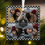 Adorno Metálico Collage de fotos Black Buffalo Plaid Lumberjack<br><div class="desc">Sube tus fotos favoritas para hacer tu propio regalo de fotos personalizado.</div>