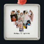Adorno Metálico Collage de fotos del corazón de amor<br><div class="desc">Un producto con un hermoso diseño de collage de múltiples fotos formando una forma de corazón amoroso. Sube tus propias fotos para usar y cambiar las fotos predeterminadas. Es muy fácil de hacer.</div>