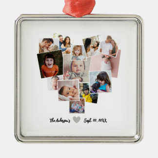 Adorno Metálico Collage de fotos del corazón de amor