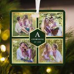 Adorno Metálico Collage de fotos familiar Green and Gold 4 Picture<br><div class="desc">Sube tus fotos favoritas para hacer tu propio regalo personalizado de foto de keepsake.</div>