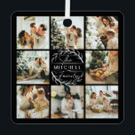 Adorno Metálico Collage de fotos familiar moderno y sencillo | Reg<br><div class="desc">Este adorno personalizado de 8 Collages de fotos es la manera perfecta de convertir tus fotos familiares favoritas en un lindo y moderno placer. Con un diseño sencillo, moderno y elegante Monograma, es totalmente personalizable para adaptarse a tu estilo. Ideal para regalar en el Día de la Madre, Día del...</div>