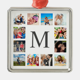 Adorno Metálico Collage de fotos familiar personalizado blanco per