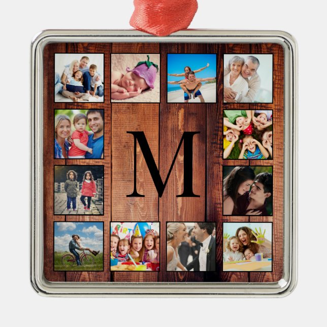 Adorno Metálico Collage de fotos familiar personalizado recuperó m (Frente)