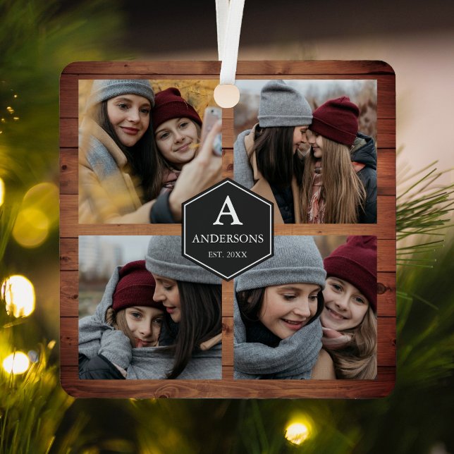 Adorno Metálico Collage de fotos familiar Rustic Barn Wood 4 Pictu (Subido por el creador)