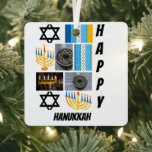 Adorno Metálico Collage de fotos Hanukkah 9 moderno personalizado<br><div class="desc">Collage de fotos Hanukkah 9 personalizado. Haz un producto único usando tus propias fotos y texto.</div>