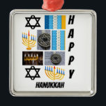 Adorno Metálico Collage de fotos Hanukkah 9 moderno personalizado<br><div class="desc">Collage de fotos Hanukkah 9 personalizado. Haz un producto único usando tus propias fotos y texto.</div>