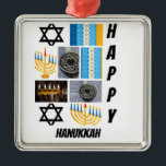 Adorno Metálico Collage de fotos Hanukkah 9 moderno personalizado<br><div class="desc">Collage de fotos Hanukkah 9 personalizado. Haz un producto único usando tus propias fotos y texto.</div>