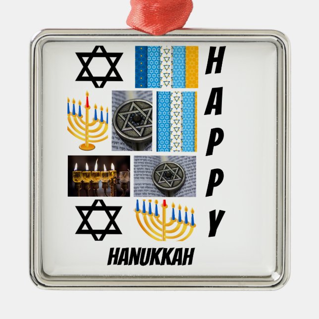 Adorno Metálico Collage de fotos Hanukkah 9 moderno personalizado (Frente)