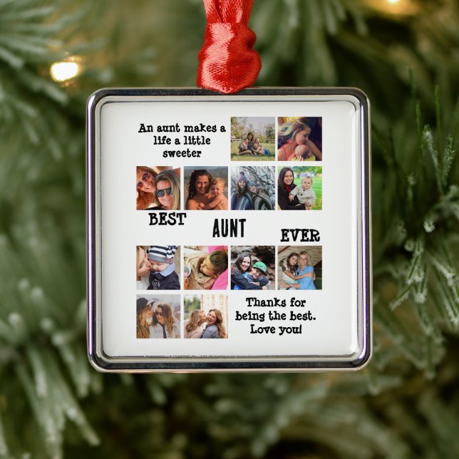 Adorno Metálico Collage de fotos personalizado de la mejor tía de  (Árbol)