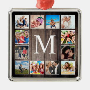 Adorno Metálico Collage de fotos personalizado Familia Rustic Farm