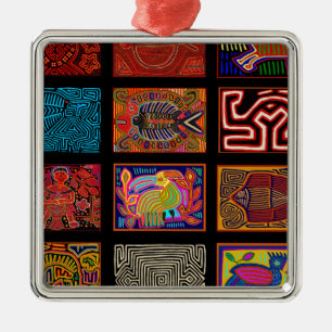 Adorno Metálico Collage indio de Kuna Mola